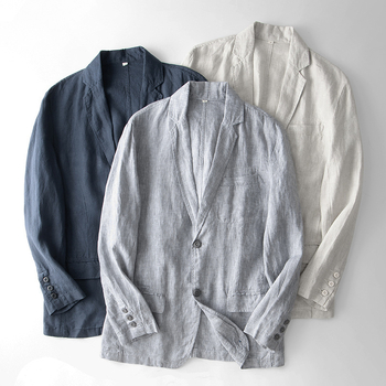 Meeste linane lai ülikond, mõlemalt poolt lõhestatud, pluss-suuruses vabaaja jakk-ülikond, ühes tükis, tarne 051