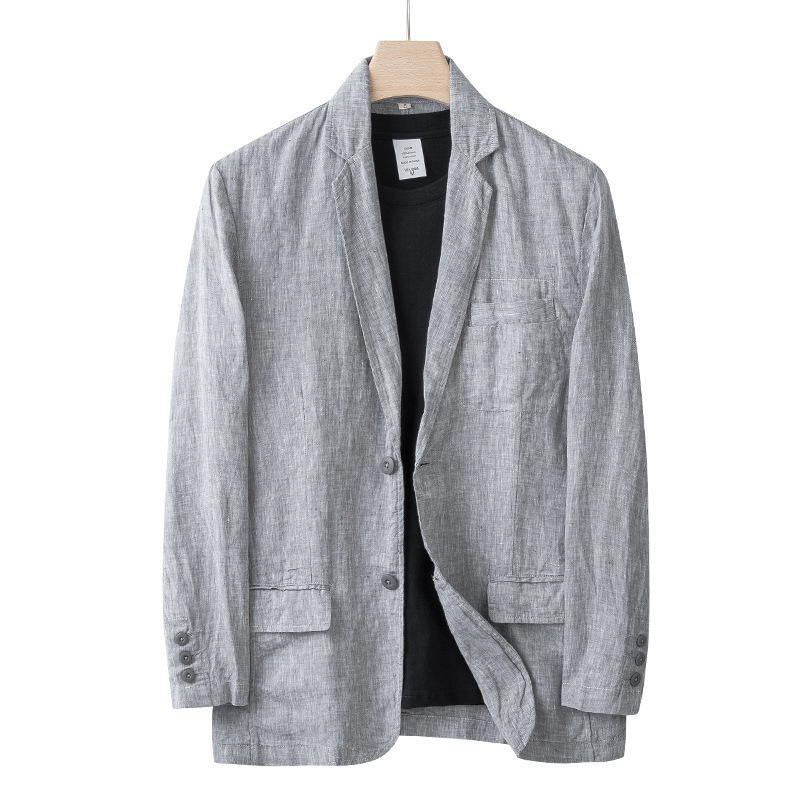 Meeste linane lai ülikond, mõlemalt poolt lõhestatud, pluss-suuruses vabaaja jakk-ülikond, ühes tükis, tarne 051