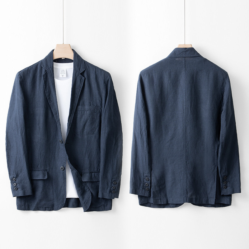 Meeste linane lai ülikond, mõlemalt poolt lõhestatud, pluss-suuruses vabaaja jakk-ülikond, ühes tükis, tarne 051