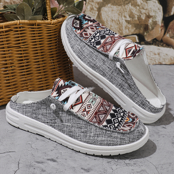 Γυναικείες παντόφλες με στρογγυλή κεφαλή και χοντρό κάτω μέρος, καλοκαιρινές, 2024, σε ασορτί χρώμα, για γυναίκες, σε μέγεθος 43+, σε διασυνοριακό στυλ. Νέες φλατ παντόφλες με κορδόνια και στρογγυλό τελείωμα.