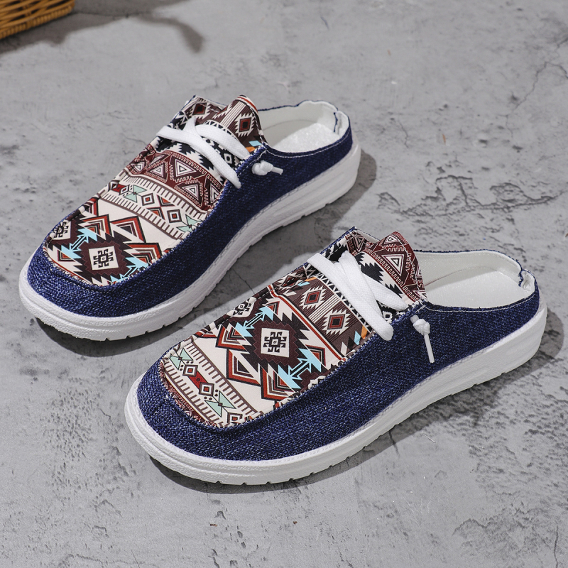 Papuci de vară 2024 cu cap rotund și fund gros, cu șireturi, jumătate de remorcă, pentru femei, transfrontaliere, europene și americane, mărimea 43, plus, care se potrivesc cu culorile