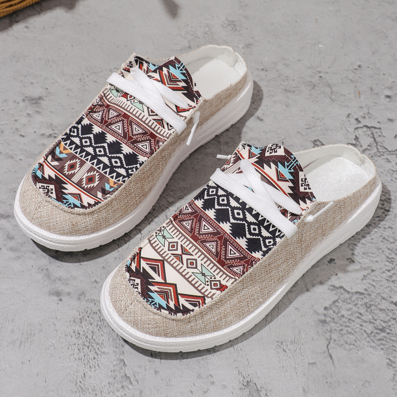 Papuci de vară 2024 cu cap rotund și fund gros, cu șireturi, jumătate de remorcă, pentru femei, transfrontaliere, europene și americane, mărimea 43, plus, care se potrivesc cu culorile