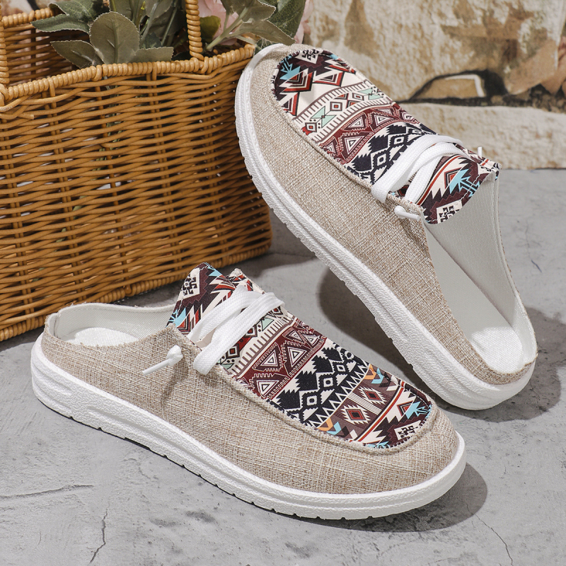 Papuci de vară 2024 cu cap rotund și fund gros, cu șireturi, jumătate de remorcă, pentru femei, transfrontaliere, europene și americane, mărimea 43, plus, care se potrivesc cu culorile