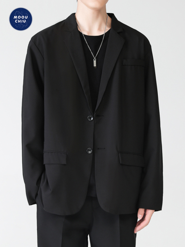 „Muqiu“ vyriški drabužiai ∠ „Yupi“ gražus laisvas koledžo stiliaus laisvalaikio kostiumas, vyriškas dk uniformuotas korėjietiškas madingas kostiumas