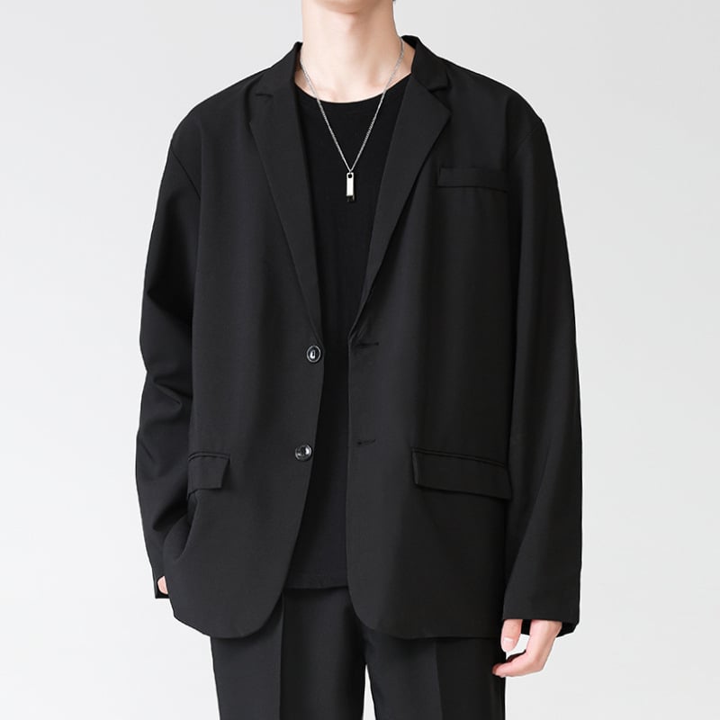 „Muqiu“ vyriški drabužiai ∠ „Yupi“ gražus laisvas koledžo stiliaus laisvalaikio kostiumas, vyriškas dk uniformuotas korėjietiškas madingas kostiumas