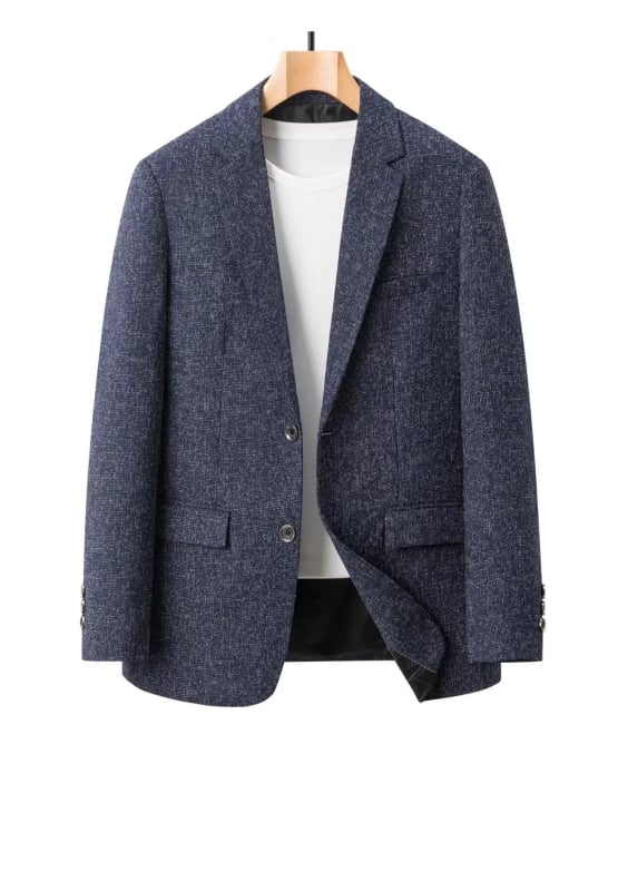 Sandėlyje esantys vyriški kostiumai pavasariui ir rudeniui, laisvalaikio vientisi vyriški švarkai, nesiglamžantys tėčių paltai, eksportas į užsienį