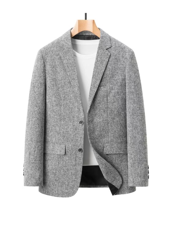 Sandėlyje esantys vyriški kostiumai pavasariui ir rudeniui, laisvalaikio vientisi vyriški švarkai, nesiglamžantys tėčių paltai, eksportas į užsienį