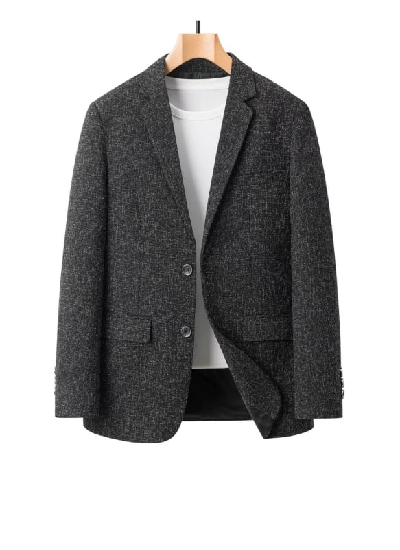 Sandėlyje esantys vyriški kostiumai pavasariui ir rudeniui, laisvalaikio vientisi vyriški švarkai, nesiglamžantys tėčių paltai, eksportas į užsienį