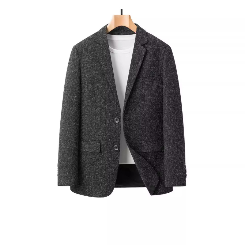 Sandėlyje esantys vyriški kostiumai pavasariui ir rudeniui, laisvalaikio vientisi vyriški švarkai, nesiglamžantys tėčių paltai, eksportas į užsienį