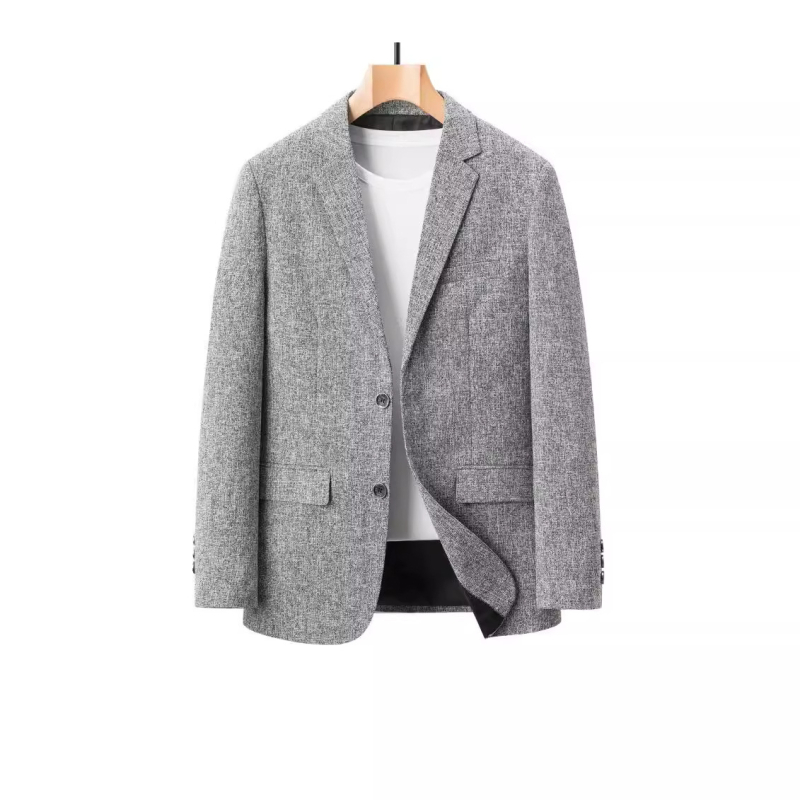 Sandėlyje esantys vyriški kostiumai pavasariui ir rudeniui, laisvalaikio vientisi vyriški švarkai, nesiglamžantys tėčių paltai, eksportas į užsienį