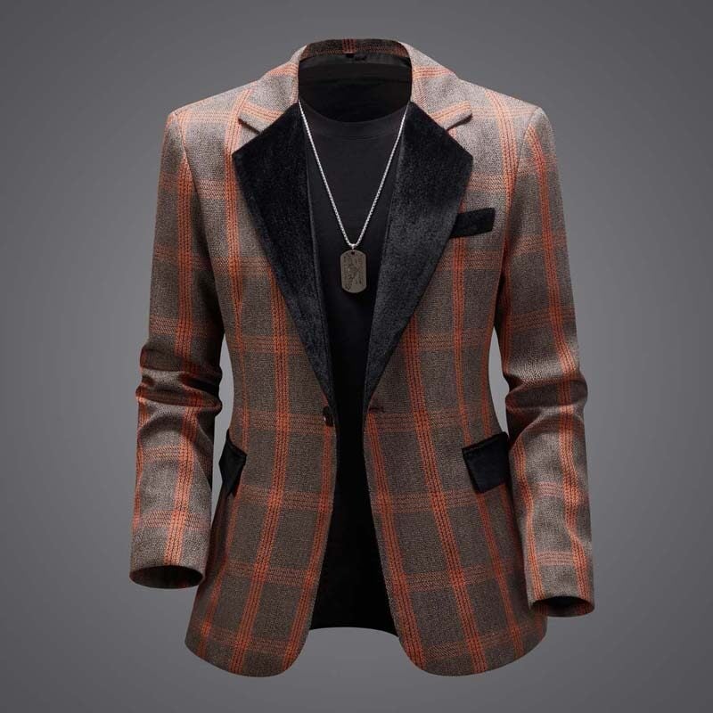 2025 m. tarpvalstybinė užsienio prekyba, europietiško dydžio kostiumas, vyriškas mados laisvalaikio korėjietiško stiliaus madingas languotas sujungimo kostiumas, didmeninė prekyba