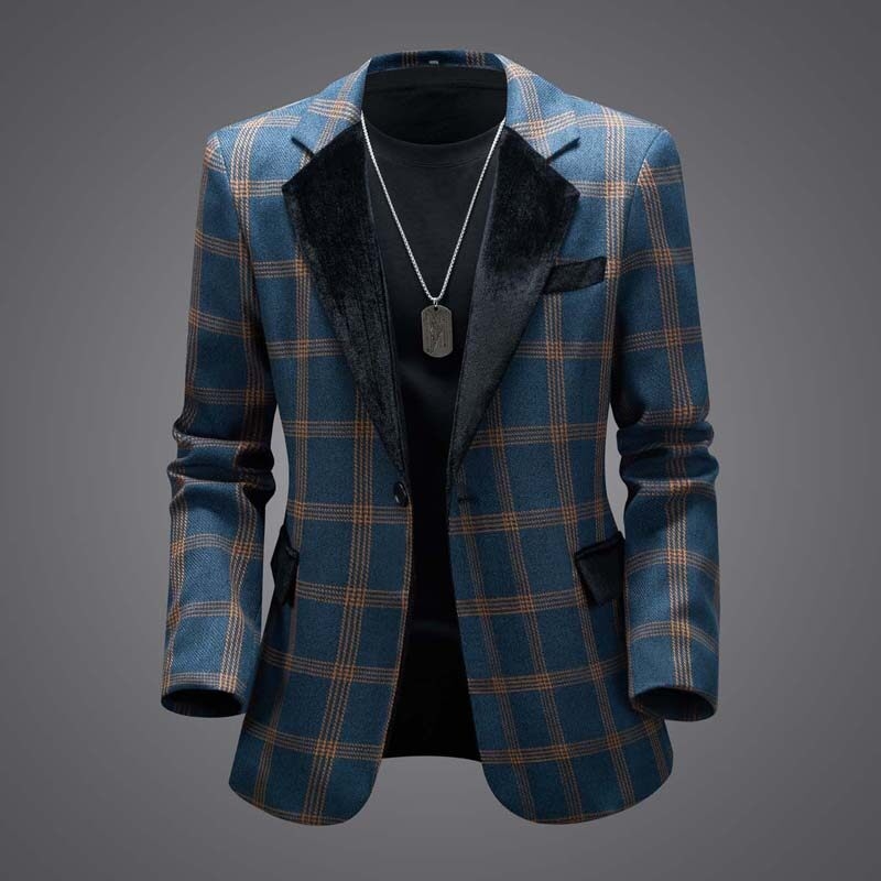 2025 m. tarpvalstybinė užsienio prekyba, europietiško dydžio kostiumas, vyriškas mados laisvalaikio korėjietiško stiliaus madingas languotas sujungimo kostiumas, didmeninė prekyba