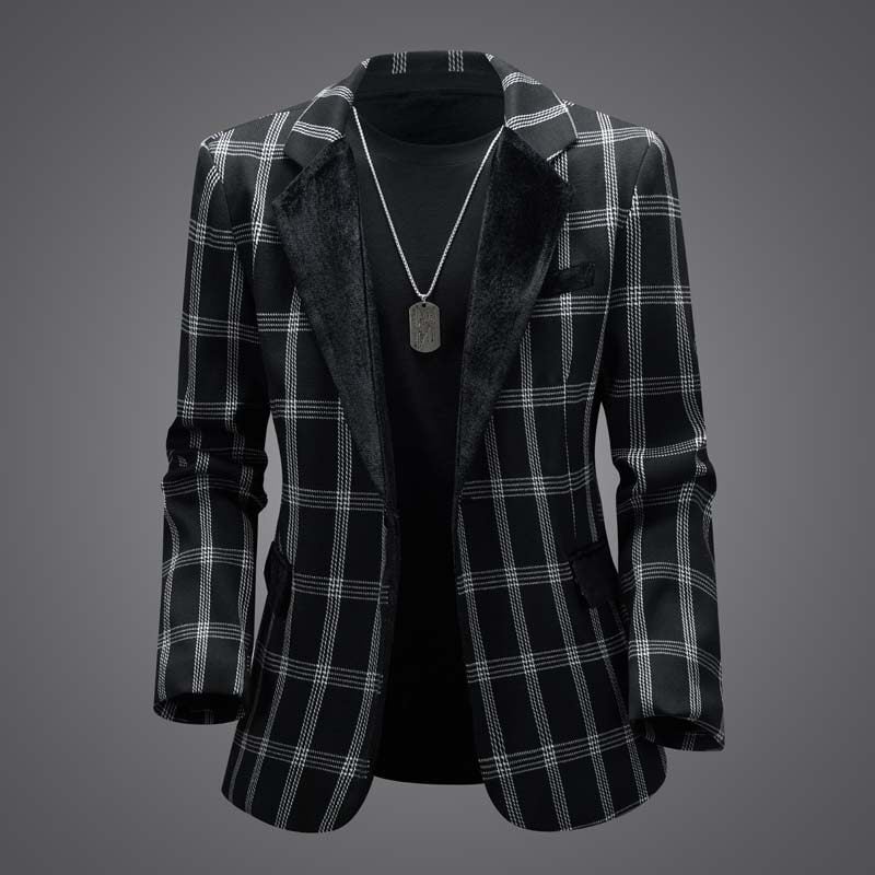 2025 m. tarpvalstybinė užsienio prekyba, europietiško dydžio kostiumas, vyriškas mados laisvalaikio korėjietiško stiliaus madingas languotas sujungimo kostiumas, didmeninė prekyba