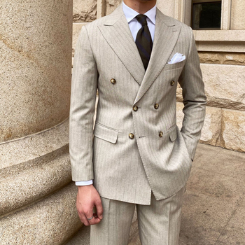 Κοστούμι κατά παραγγελία, Μεγάλο κοστούμι, Βρετανικό ανδρικό κοστούμι, Στενή εφαρμογή, κανονικό κοστούμι με ριγέ υφή