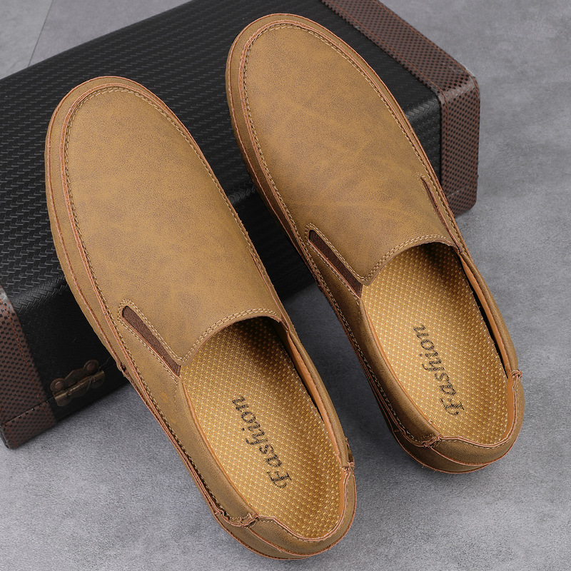 2025-ös Vintage férfi Doug cipők Trendi, határokon átnyúló, plus size bebújós vezetési cipők Tavaszi és nyári alkalmi kis bőrcipők férfiaknak