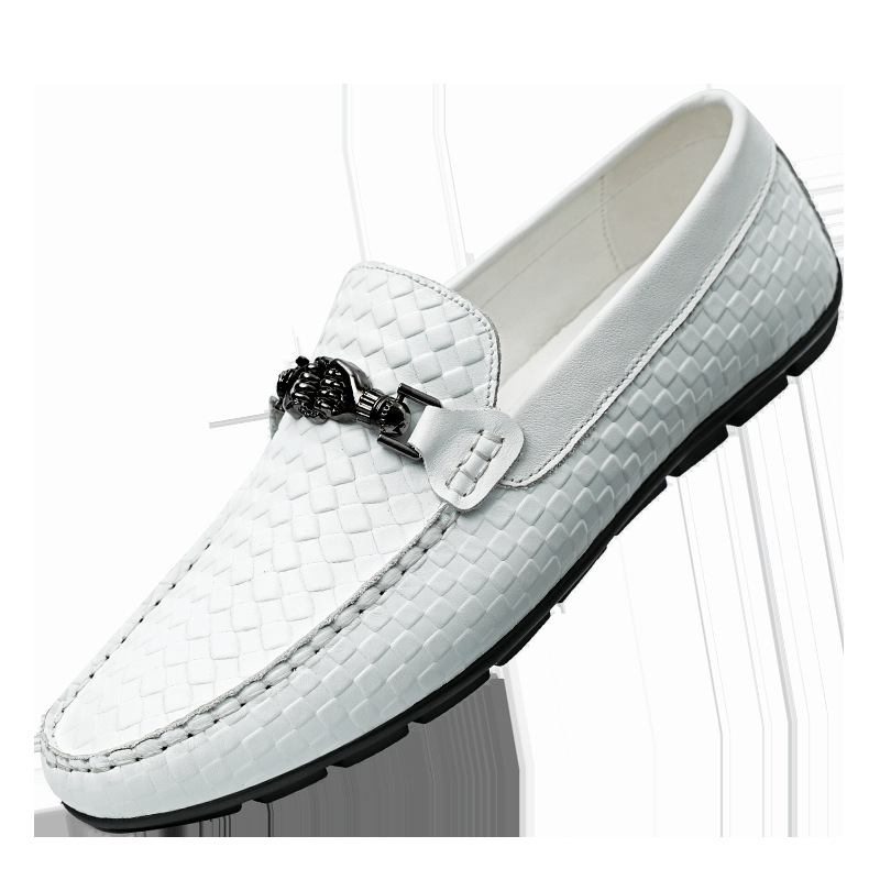 Férfi bőr felső réteg, marhabőr, 2025 tavaszi új, lélegző, bab alakú cipő, valódi bőr, kis méret, 37-es, plus size bebújós mokaszin