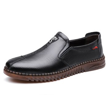 Νέα ανοιξιάτικα και φθινοπωρινά μαλακά δερμάτινα παπούτσια σκούφου, ανδρικά casual δερμάτινα παπούτσια μεγάλου μεγέθους, χονδρικής, Lazy Slip-On ανδρικά παπούτσια