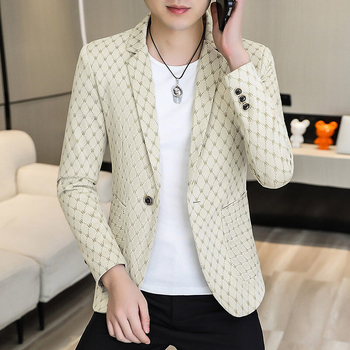 Pavasario ir rudens aukštos klasės raižytas vilnonis kostiumas vyriškas kostiumas laisvalaikio stiliaus švarkas madingas, tvirtas, gražus, universalus kostiumas