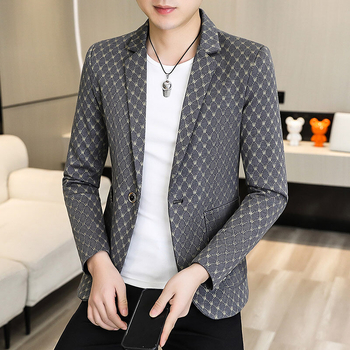 Pavasario ir rudens aukštos klasės raižytas vilnonis kostiumas vyriškas kostiumas laisvalaikio stiliaus švarkas madingas, tvirtas, gražus, universalus kostiumas