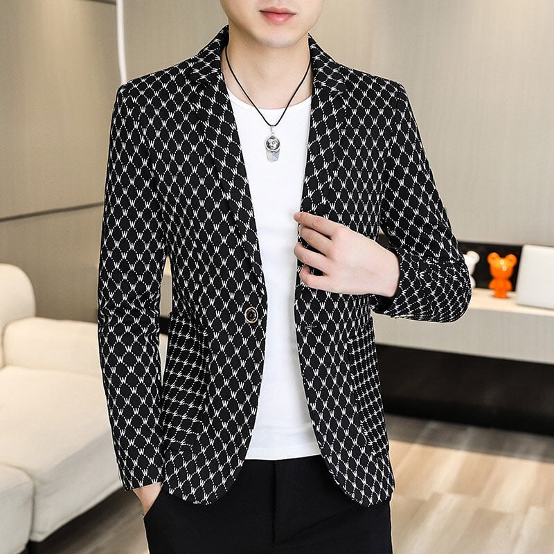 Pavasario ir rudens aukštos klasės raižytas vilnonis kostiumas vyriškas kostiumas laisvalaikio stiliaus švarkas madingas, tvirtas, gražus, universalus kostiumas