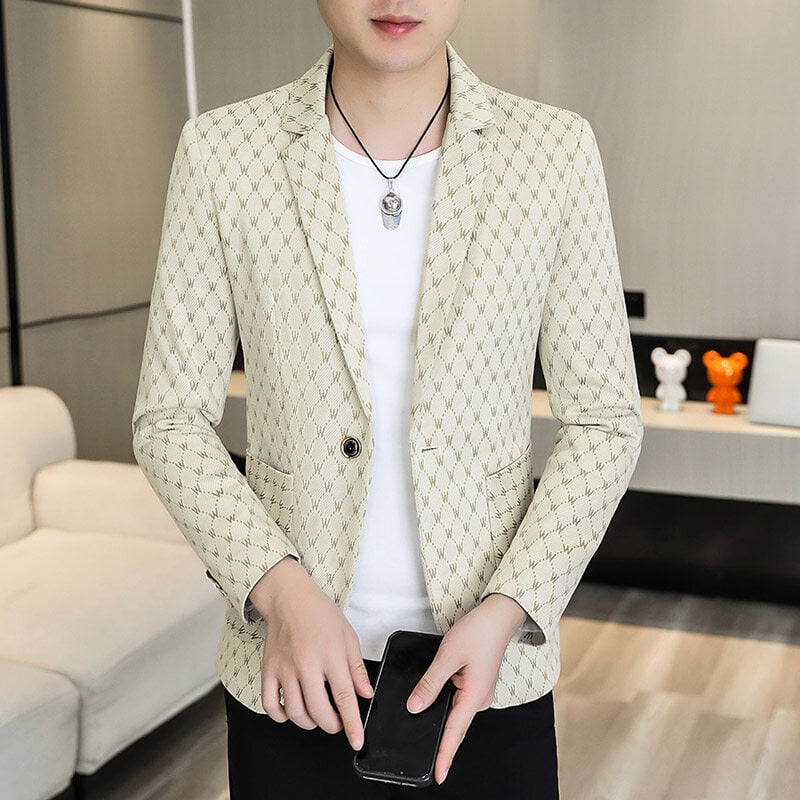 Pavasario ir rudens aukštos klasės raižytas vilnonis kostiumas vyriškas kostiumas laisvalaikio stiliaus švarkas madingas, tvirtas, gražus, universalus kostiumas