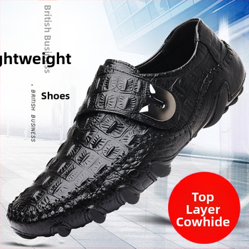 Ανδρικά Παπούτσια Cross-Border από Γνήσιο Δέρμα 2025, Φθινόπωρο, Νέα Ανδρικά Παπούτσια Πρώτης Στρώσης από Δέρμα Βοδινό, Μοντέρνα Ανδρικά Παπούτσια με Σχέδιο Κροκόδειλου, Χονδρική