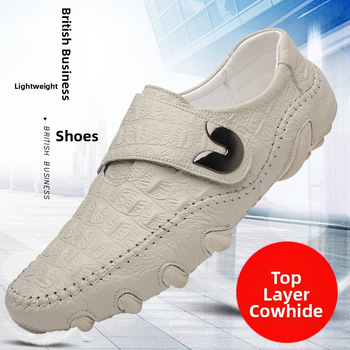 Ανδρικά Παπούτσια Cross-Border από Γνήσιο Δέρμα 2025, Φθινόπωρο, Νέα Ανδρικά Παπούτσια Πρώτης Στρώσης από Δέρμα Βοδινό, Μοντέρνα Ανδρικά Παπούτσια με Σχέδιο Κροκόδειλου, Χονδρική