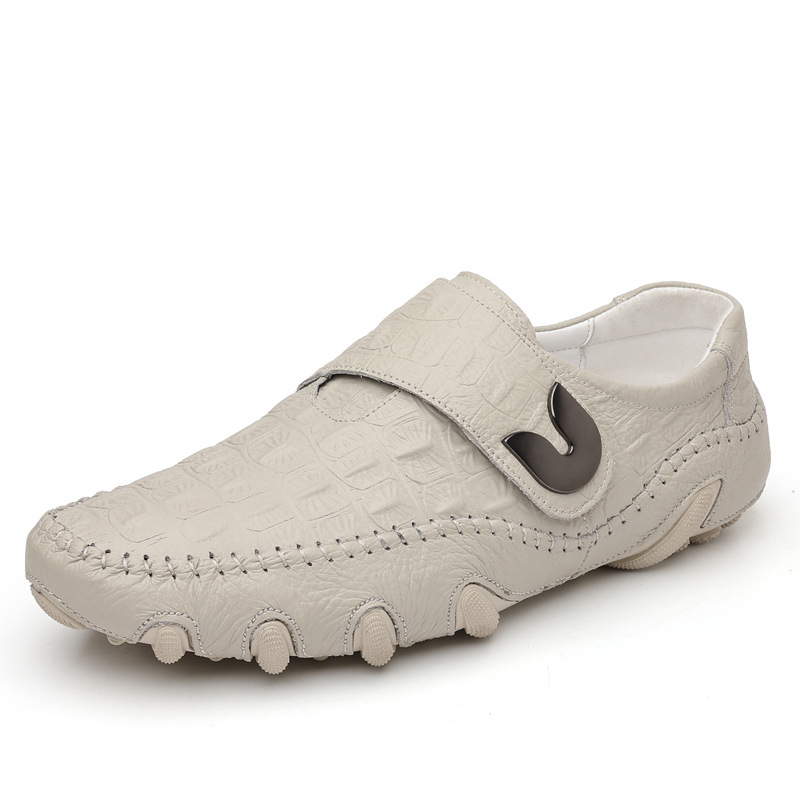 Határokon átnyúló férfi valódi bőrcipők 2025 őszi új férfi első rétegű marhabőr divatos krokodilmintás férfi cipők nagykereskedelemben