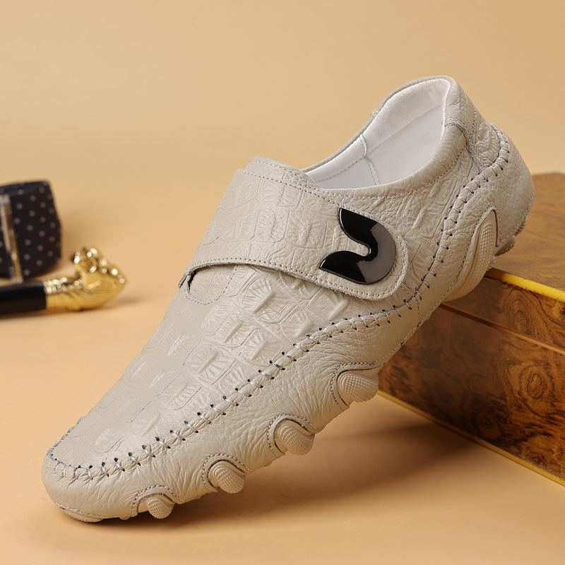 Határokon átnyúló férfi valódi bőrcipők 2025 őszi új férfi első rétegű marhabőr divatos krokodilmintás férfi cipők nagykereskedelemben