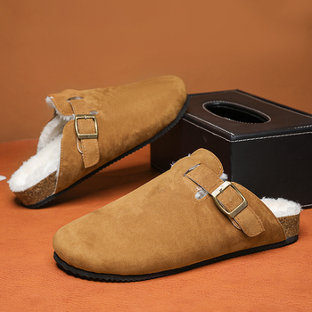 Pantofi Burken direct din fabrică pentru bărbați și femei, de iarnă, cu căptușeală din fleece, antiderapanți, papuci de bumbac, mocasini