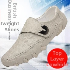 Krokodilmintás első rétegű marhabőr retró hétköznapi bőrcipők divatos, népszerű négy évszakos férficipők tépőzáras babcipők férfiaknak és uraknak