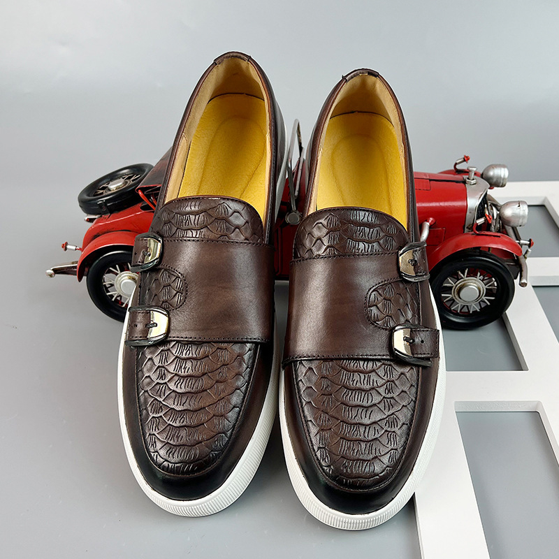 Őszi új, bebújós férfi mokaszinok, koreai stílusú brit bőrcipők, fodrászcipők, lezser és kényelmes