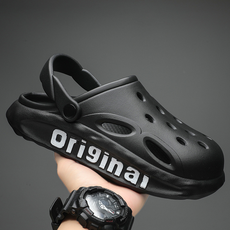 Krokodilcipők Férfi nyári külső ruházat Vastag talpú, kétfunkciós, lábujjról lábujjra való papucs Puha talpú, csúszásgátló, kopásálló sportszandál