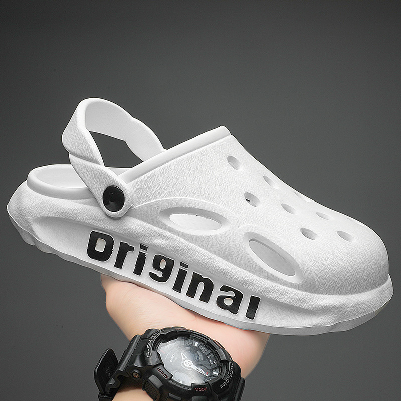 Krokodilcipők Férfi nyári külső ruházat Vastag talpú, kétfunkciós, lábujjról lábujjra való papucs Puha talpú, csúszásgátló, kopásálló sportszandál