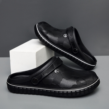 Pantofi sport pentru bărbați, stil casual, mărime plus, cu găuri, vară, îmbrăcăminte exterioară, sandale și papuci de plajă, culoare solidă, Baotou Chef, papuci de bucătar