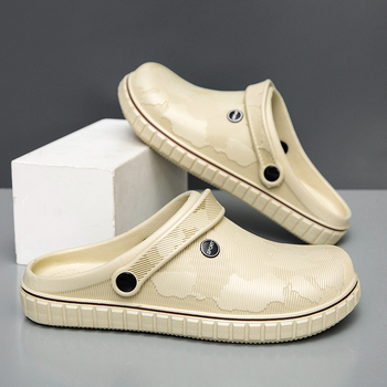 Pantofi sport pentru bărbați, stil casual, mărime plus, cu găuri, vară, îmbrăcăminte exterioară, sandale și papuci de plajă, culoare solidă, Baotou Chef, papuci de bucătar