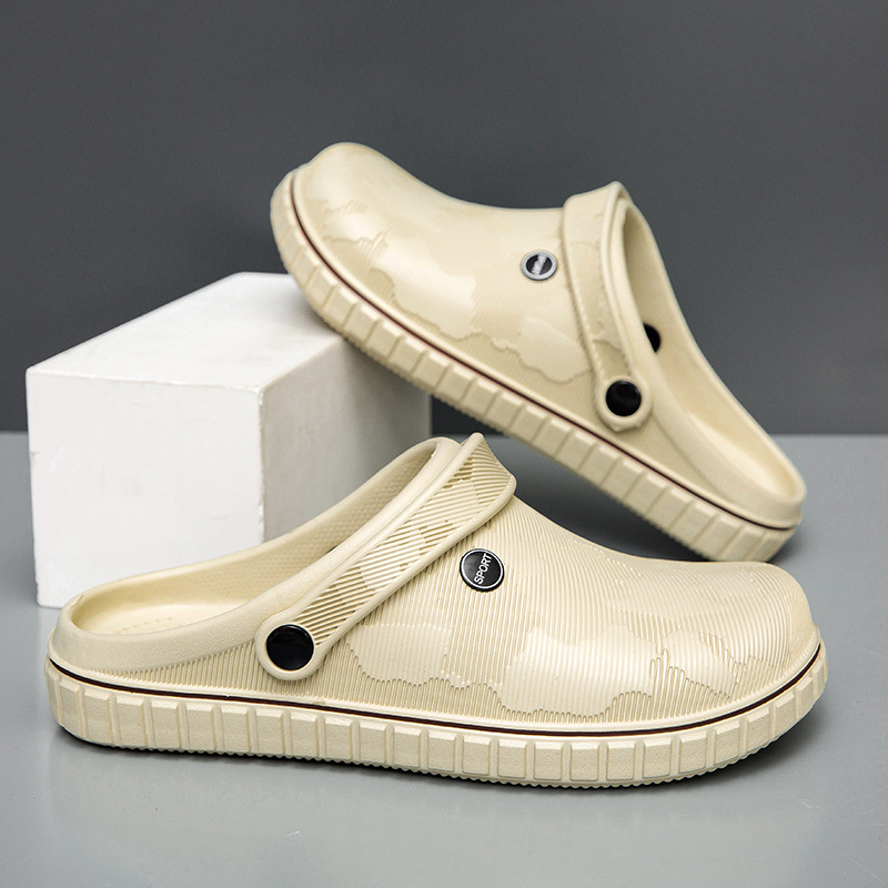 Pantofi sport pentru bărbați, stil casual, mărime plus, cu găuri, vară, îmbrăcăminte exterioară, sandale și papuci de plajă, culoare solidă, Baotou Chef, papuci de bucătar