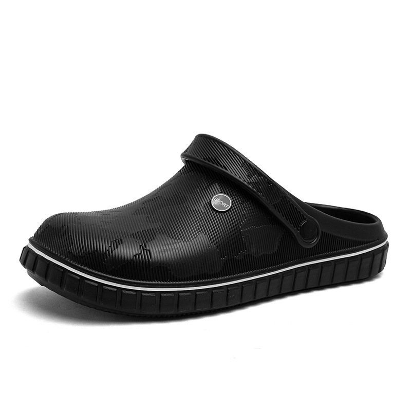 Pantofi sport pentru bărbați, stil casual, mărime plus, cu găuri, vară, îmbrăcăminte exterioară, sandale și papuci de plajă, culoare solidă, Baotou Chef, papuci de bucătar