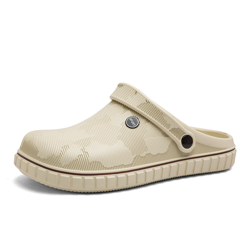 Pantofi sport pentru bărbați, stil casual, mărime plus, cu găuri, vară, îmbrăcăminte exterioară, sandale și papuci de plajă, culoare solidă, Baotou Chef, papuci de bucătar