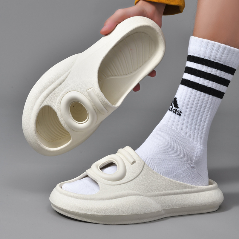 Papuci de plajă alb-crem cuplu de celebrități de pe internet, noi papuci de plajă casual cu ochi mari din cauciuc și plastic, fără gust, cu senzație de bălegar, de om de astronaut