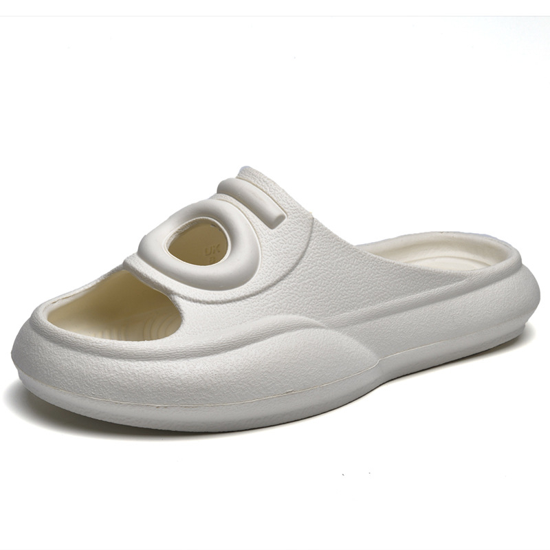 Papuci de plajă alb-crem cuplu de celebrități de pe internet, noi papuci de plajă casual cu ochi mari din cauciuc și plastic, fără gust, cu senzație de bălegar, de om de astronaut