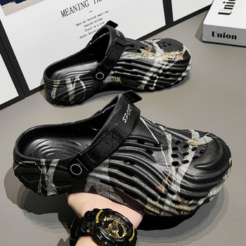 Ανδρικά καλοκαιρινά, μεγάλα μεγέθη, νέα, κυματιστά αθλητικά τσόκαρα εξωτερικού χώρου, τυπωμένα, ελαφριά σανδάλια θαλάσσης με δάχτυλα