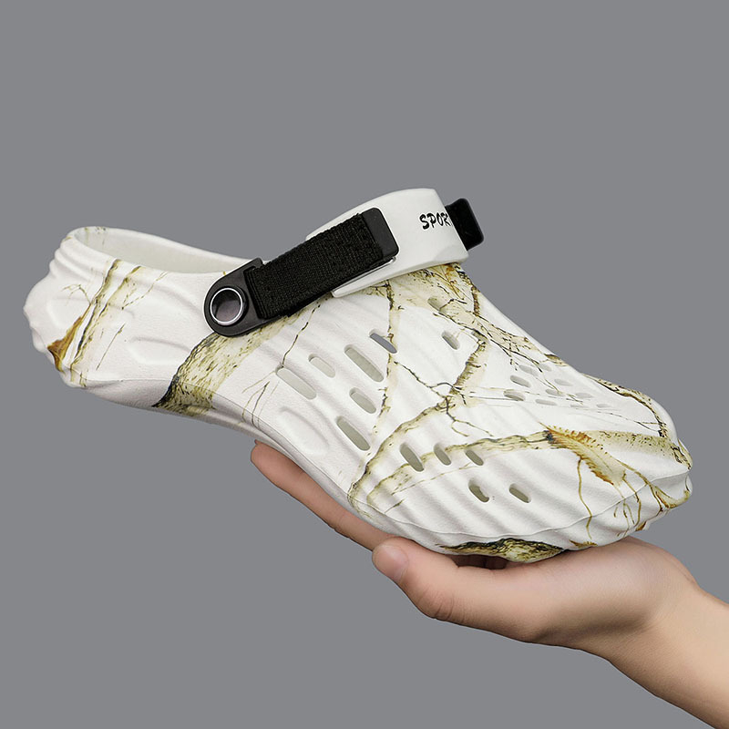 Sandale sport pentru bărbați, mărime mare, vară nouă, ondulate, cu imprimeu în aer liber, ușoare, pentru plajă, cu vârful în jos