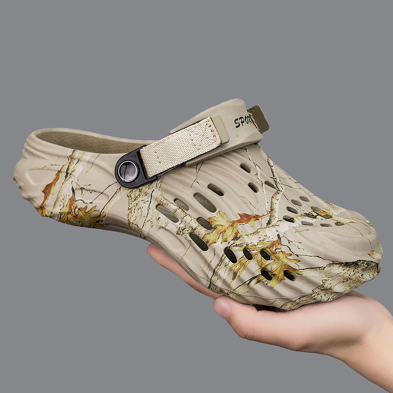 Sandale sport pentru bărbați, mărime mare, vară nouă, ondulate, cu imprimeu în aer liber, ușoare, pentru plajă, cu vârful în jos