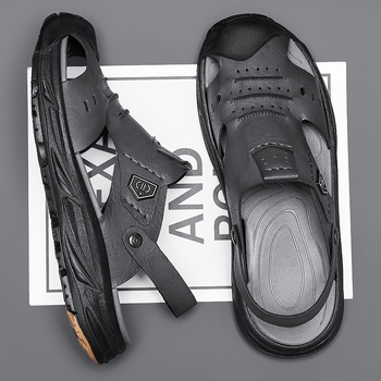 2025 Nyári Baotou Férfi Alkalmi Szandálok Kültéri Csúszásgátló Strandcipők Lélegző Cipők Férfi Lazy Cipő Bebújós