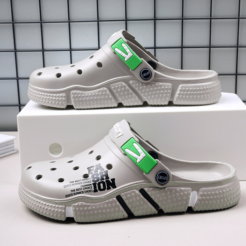 Pantofi de vară pentru bărbați, pantofi de plajă, respirabili, cu fund moale, ușori, pentru bărbați, cu gaură, mărime