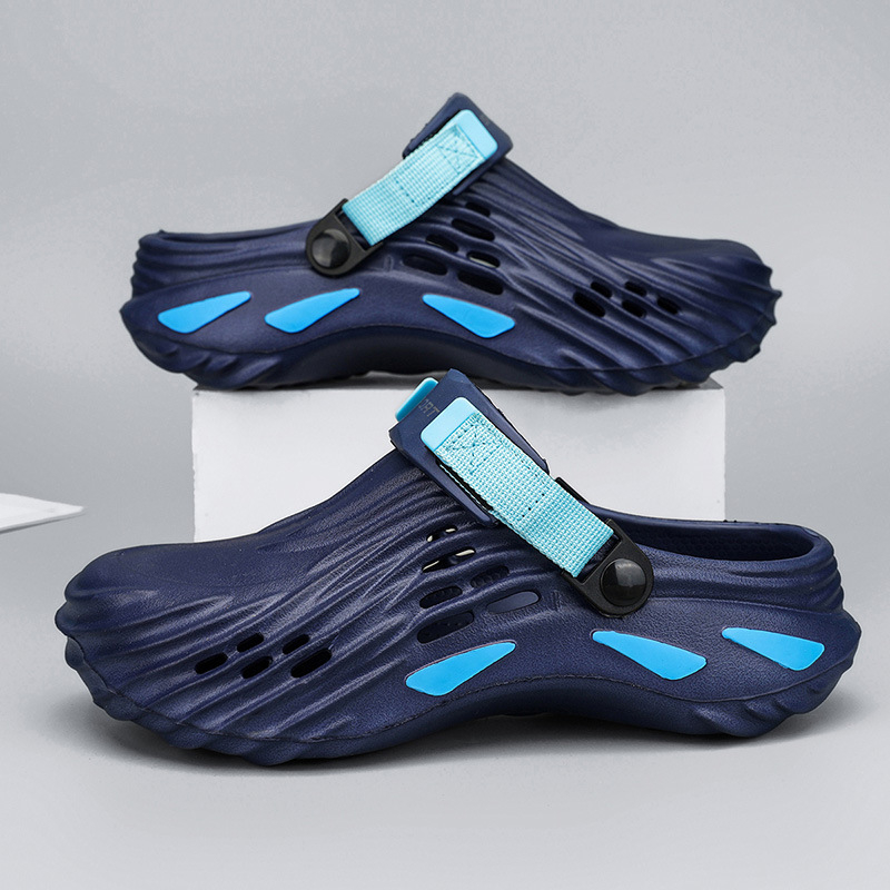 Férfi nyári kültéri, csúszásgátló, kopásálló, vastag talpú klumpa, felhőkre lépő érzettel, 46-47-es méret, zárt orrú szandál