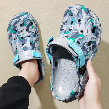Ανδρικά καλοκαιρινά παντόφλες εξωτερικού χώρου για τον κήπο, καμουφλάζ, μοντέρνα παπούτσια θαλάσσης, διασυνοριακά, μοντέρνα παπούτσια Baotou με αναπνεύσιμο τρύπα για μαλλιά