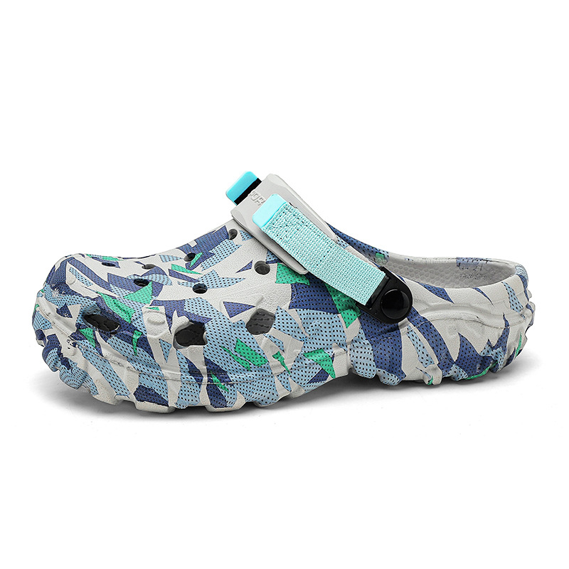 Férfi nyári kerti kültéri papucsok álcázó divatos strandcipők határokon átnyúló divatos baotou lélegző lyukcipők hajra