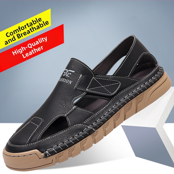 Ανδρικά παπούτσια με velcro, casual, hollow hole, επαγγελματικά, καλοκαιρινά, Baotou Slip-on, ανδρικά παπούτσια με λαστιχένια σόλα